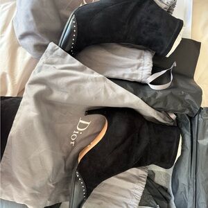 Dior Black Heeled Boots with Studded Detail